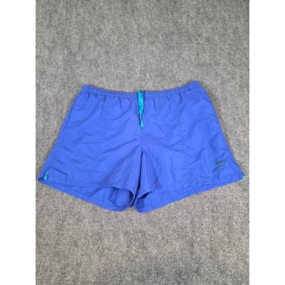 Speedo Mens Vintage‎ Swim Trunks Blue Mesh Lined Drawstring Shorts Size L Beach